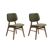 Boxed 45cm H Boucle Upholstered Upholstered Back Side Chair in Green, Brown (LOC: SR6.7.3-DE658 -