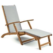 Boxed Hudson Grey Sun Lounger Chair with Cushion - Brown (LOC: SR5(3.8)-LP426 - MP)