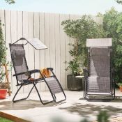 Boxed Verona Grey Zero Gravity Chair with Canopy – Set of 2 (LOC: SR5(3.4)-LT1238 - 1LP)