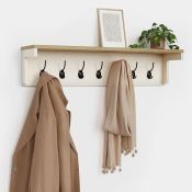 Boxed Ash Wall Mounted Coat Rack with Shelf - Cream (LOC: SR5(3.4)-LT1234 - 1LP)