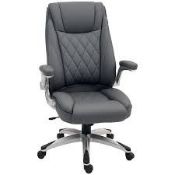 Boxed Vinsetto Faux Leather Executive Swivel Office Chair - Dark Grey (LOC: SR7R-DE1260 - 1LP)