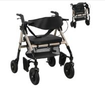 Boxed HOMCOM 2 in 1 Wheelchair Transport Chair & Folding Rollator Walker with Seat, Backrest,