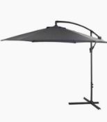 Boxed 3m Garden Parasol Sun Shade Patio Banana Hanging Umbrella Cantilever Grey (LOC: SR7R-