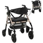 Boxed HOMCOM 2-in-1 Mobility Walker with Seat, Foldable Rollator with Footrests (LOC: SR7R-