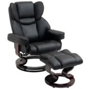 Boxed HOMCOM 360° Swivel Recliner Chair with Footstool, PU Leather Manual Recliner Armchair with