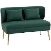 Boxed HOMCOM 2 Seater Sofa, Linen-look Fabric Small Sofa with Wing Back, Thick Seat, Metal Legs (