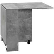 Boxed HOMCOM Extendable Dining Table with 2-Tier Shelves & Rolling Casters - 1400mm - Cement Grey (