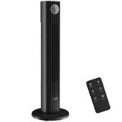 Boxed HOMCOM 28dB Tower Fan for Bedroom, 26 ft/s Velocity Standing Cooling Fan with 80°