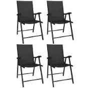 Boxed Outsunny Folding Garden Chairs Set of 4 with High Back, Armrests, Black (LOC: SR7R-DE1207 -