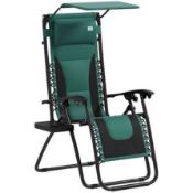 Boxed Outsunny Zero Gravity Lounger Chair, Folding Reclining Patio Chair with Shade Cover, Cup