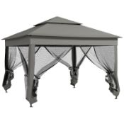 Boxed Outsunny 3 x 3(m) Pop Up Gazebo, Double-roof Garden Tent with Netting (LOC: SR7R-DE1257 -