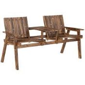Boxed 2-Seater Wooden Garden Bench with Armrest, Carbonised Finish (LOC: SR7R-DE1230 - 1LP)