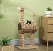 Boxed PawHut Giraffe-Designed Cat Tree, with Scratching Posts, Cat Tunnel, Toy Ball - Beige (LOC: