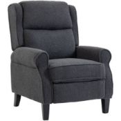 Boxed Teddy Fleece Recliner Chair with Extended Leg Rest for Home, Living Room, Charcoal Grey (