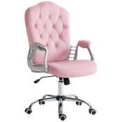 Boxed Velvet Home And Office Chair 61cm Wide With Diamante Back - Velmora - Pink (LOC: SR7R-DE1214 -