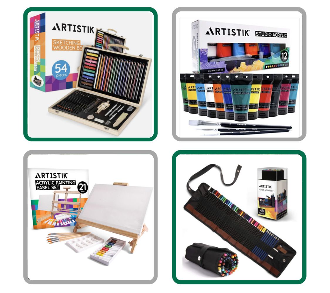 HIGH END CRAFT PRODUCTS INCLUDING EASELS, PEN SETS, PAINT SETS, DRAWING PADS AND MUCH MORE