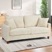 Boxed Quinston 2 Seater Corduroy Sofa Beige (LOC: SR6(8.4)-WO275 - QP)