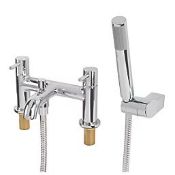 Boxed Swirl Ola Chrome 132mm Deck Mounted Dual Control Manual Shower Mixer Tap (LOC: SR2.2.7-
