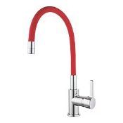 Boxed Piasa Pull-Out Spray Mixer Kitchen Tap Chrome & Red (LOC: SR2.2.7-TP2312 - SP)