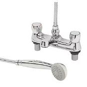 Boxed Swirl Contract Chrome 88mm Deck Mounted Dual Control Manual Shower Mixer Tap (LOC: SR2.2.7-