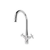 Boxed GoodHome Filbert Silver Chrome effect Kitchen Twin lever Tap (LOC: SR1.4.3-SJ68 - 1P)