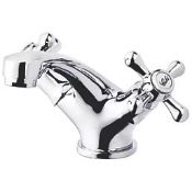 Boxed Swirl Traditional Chrome 104mm Cloakroom Cross Head Mono Basin Mixer Tap With Clicker Waste (