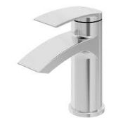 Boxed Swirl Caldew Silver 151mm Standard Round Head Mono Basin Mixer Tap With Clicker Waste (LOC: