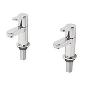 Boxed Swirl Elevate Chrome 106mm Cloakroom Lever 2 Tap Holes Basin Pillar Tap (LOC: SR2.2.7-TP2349 -