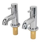 Boxed Swirl Ola Chrome 123mm Deck Mounted Lever 2 Tap Holes Bath Pillar Tap (LOC: SR2.2.7-TP2319 -