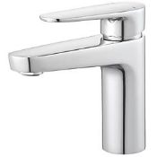 Boxed Swirl Caldew Silver 151mm Standard Round Head Mono Basin Mixer Tap With Clicker Waste (LOC: