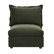 Boxed Byron Pillow Edge Moss Green Velvet Modular Sofa, 1 Seater Armless RRP £499.99. Effortlessly