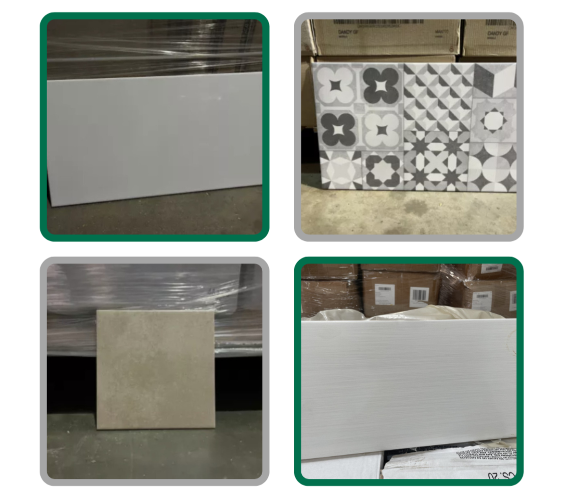 PALLETS OF BRAND NEW TILES IN A VARIETY OF BRANDS AND DESIGNS