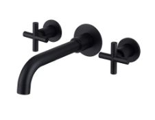 Boxed New VURTU Noir Wall Mounted 3 hole Basin & Bath Mixer, 305(H) x 260(W), Black, 659846, The