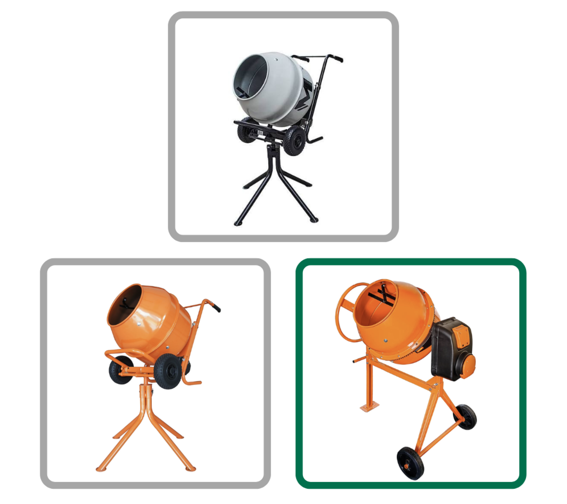 CEMENT MIXERS IN A VARIETY OF BRANDS AND SIZES