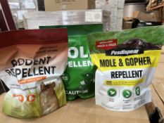 140 X BRAND NEW RODENT REPELLENT POUCHES KEEP MICE OUT, MOLE AND GOPHER REPLLENT (DESIGNS MAY