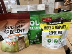 70 X BRAND NEW RODENT REPELLENT POUCHES KEEP MICE OUT, MOLE AND GOPHER REPLLENT (DESIGNS MAY