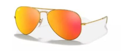 NEW & PACKAGED RAY-BAN Aviator Large Metal Sunglasses - MATTE ARISTA WITH GREY MIRROR ORANGE LENSES.
