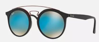 NEW & PACKAGED RAY-BAN Gatsby Sunglasses - BLACK WITH GREY MIRROR BLUE LENSES. RRP £174. (RB4256