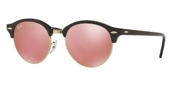 NEW & PACKAGED RAY-BAN Clubround Classic Sunglasses - BLACK / GOLD WITH PINK MIRROR LENSES. RRP £