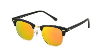 NEW & PACKAGED RAY-BAN Clubmaster Flash Sunglasses - TORTOISE WITH ORANGE MIRROR LENSES. RRP £