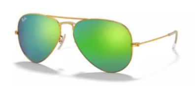 NEW & PACKAGED RAY-BAN Aviator Large Metal Sunglasses - MATTE ARISTA WITH GREY MIRROR BLUE LENSES.