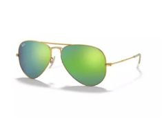 NEW & PACKAGED RAY-BAN Aviator Large Metal Sunglasses - MATTE ARISTA WITH GREY MIRROR GREEN