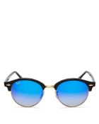 NEW & PACKAGED RAY-BAN Clubround Classic Sunglasses - BLACK / GOLD WITH BLUE MIRROR LENSES. RRP £