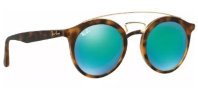 NEW & PACKAGED RAY-BAN Gatsby Small Sunglasses - TORTOISE ON ARISTA WITH GREY MIRROR GREEN LENSES.