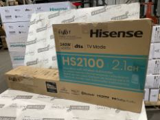BOXED REFURBISHED Hisense HS2100 2.1 Soundbar with Wireless Subwoofer - Black RRP £199. Pump up