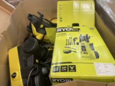 LARGE BOX PALLET TO CONTAIN A QUANTITY OF ASSORTED GOODS FROM A MAJOR DIY SUPPLIER INCLUDING RYOBI