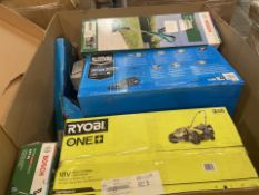 LARGE BOX PALLET TO CONTAIN A QUANTITY OF ASSORTED GOODS FROM A MAJOR DIY SUPPLIER INCLUDING RYOBI