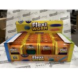 48 X BRAND NEW ASSORTED PLAY HUB FLEXI WORM PINCH SQUASH SQUEEZE AND PULL COLLECT THEM ALL (LOC: