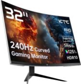 Boxed KTC 32 Inch Curved Gaming Monitor RRP £169, Full HD 1080P@240Hz Monitor, VA 1500R, 1ms,