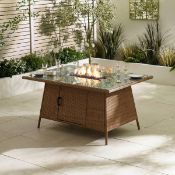 Boxed Marcella Rattan Garden Dining Table With Smokeless Fire Pit Table - Modern Garden Set (LOC: